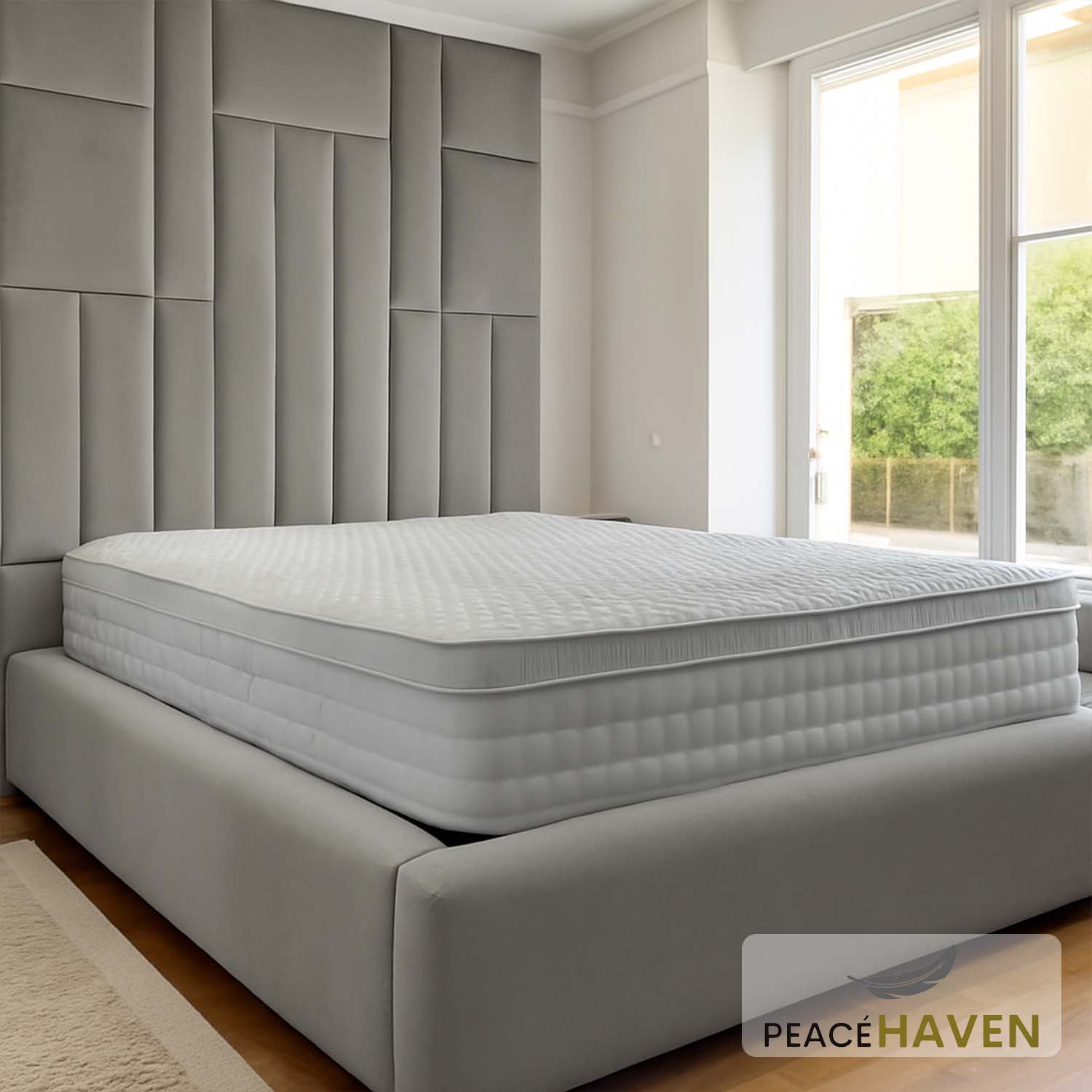 Midland Oversized Grid Panel Headboard Bed