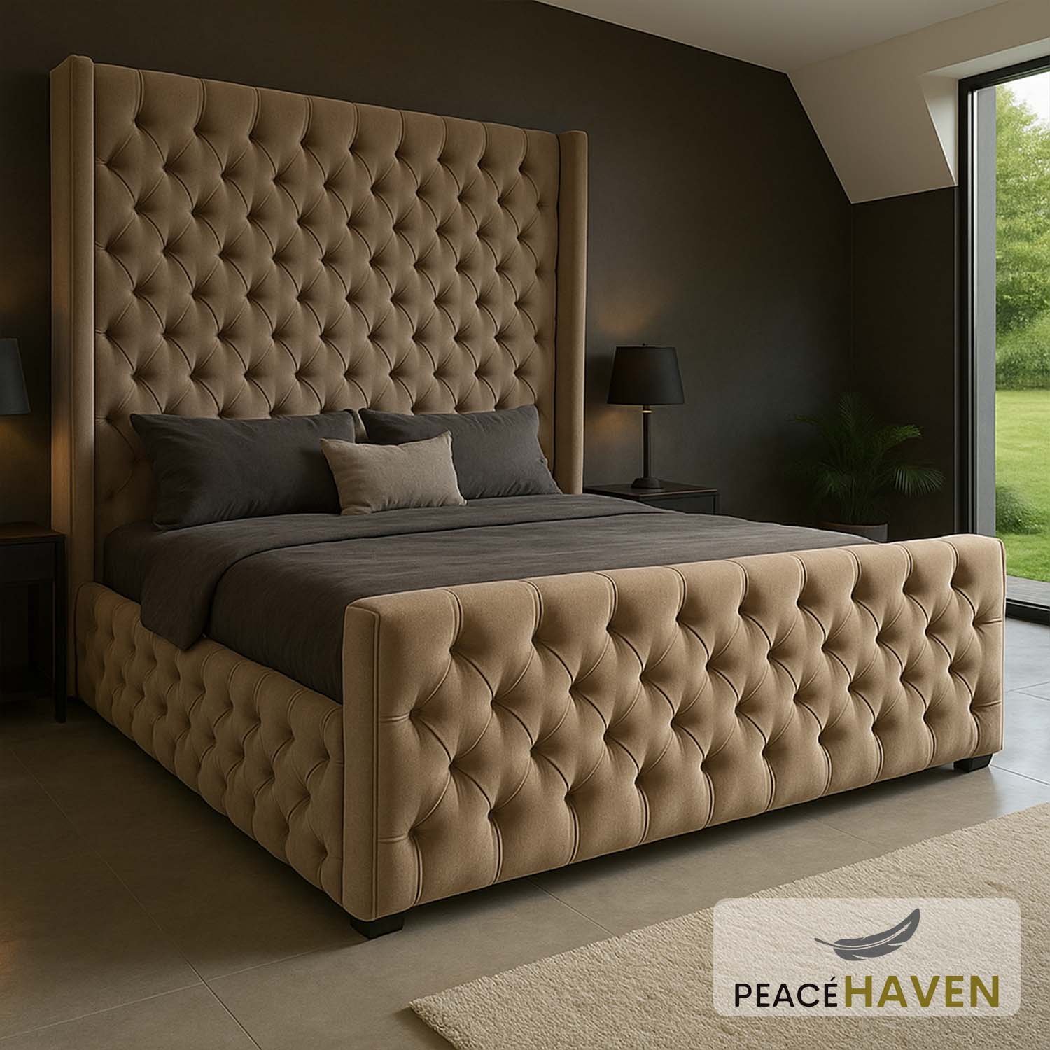 Tufted Chesterfield Wingback Bed