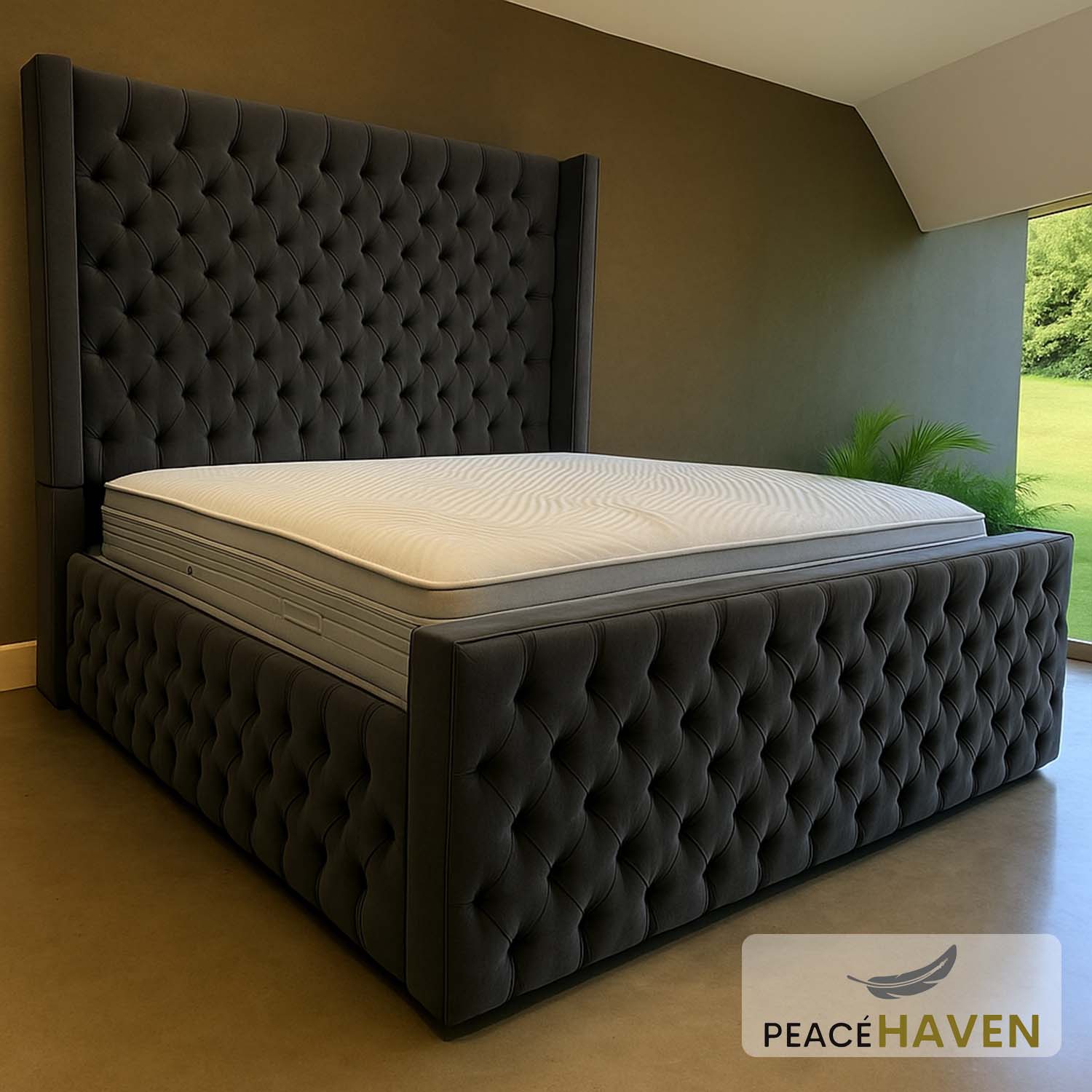 Tufted Chesterfield Wingback Bed
