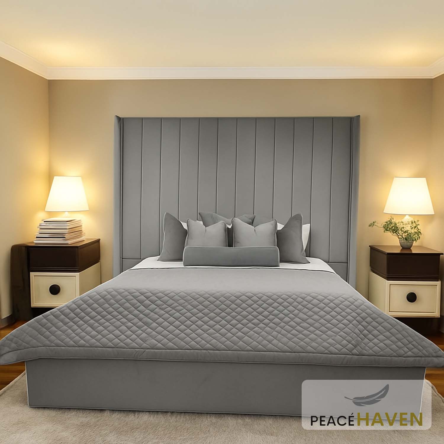 Amy Lauren-X Tall Wingback Panel Bed