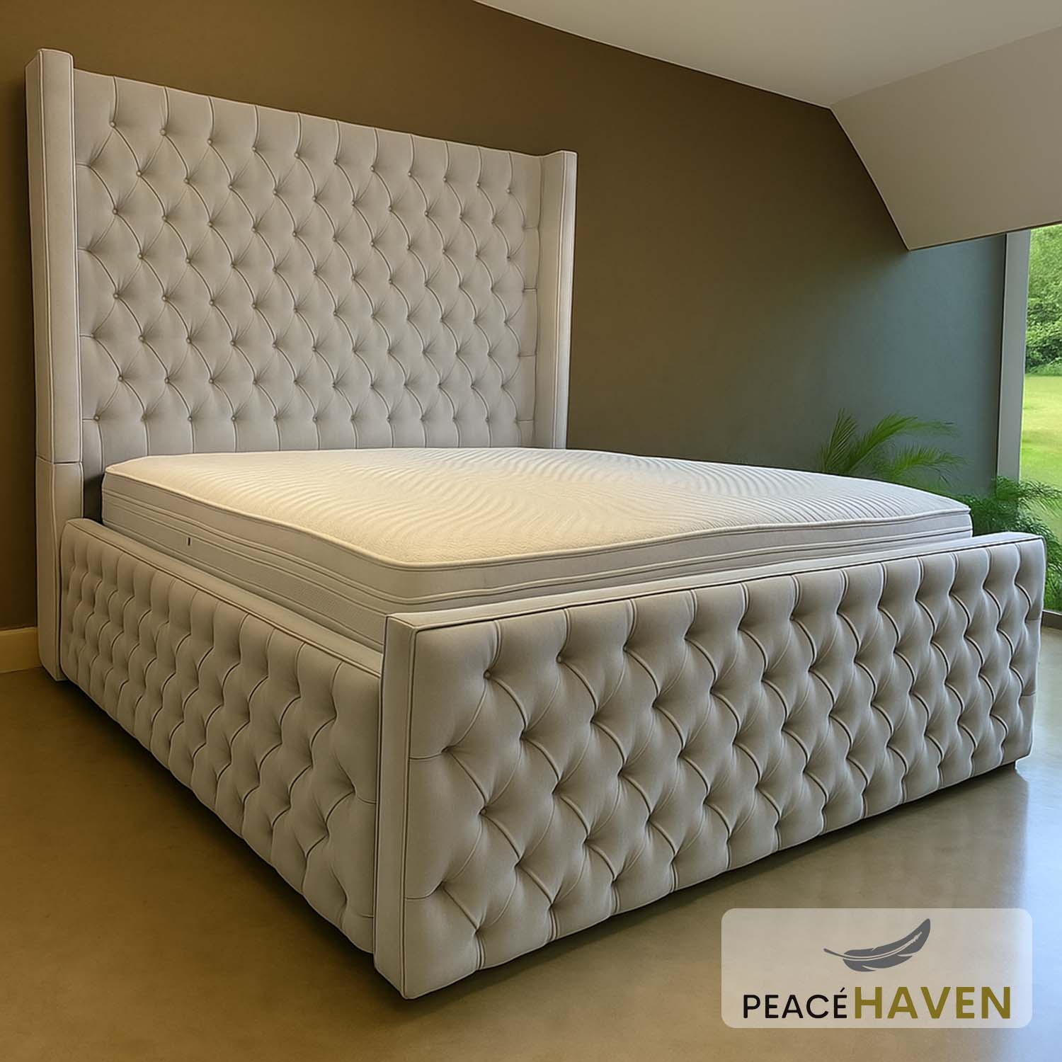 Tufted Chesterfield Wingback Bed
