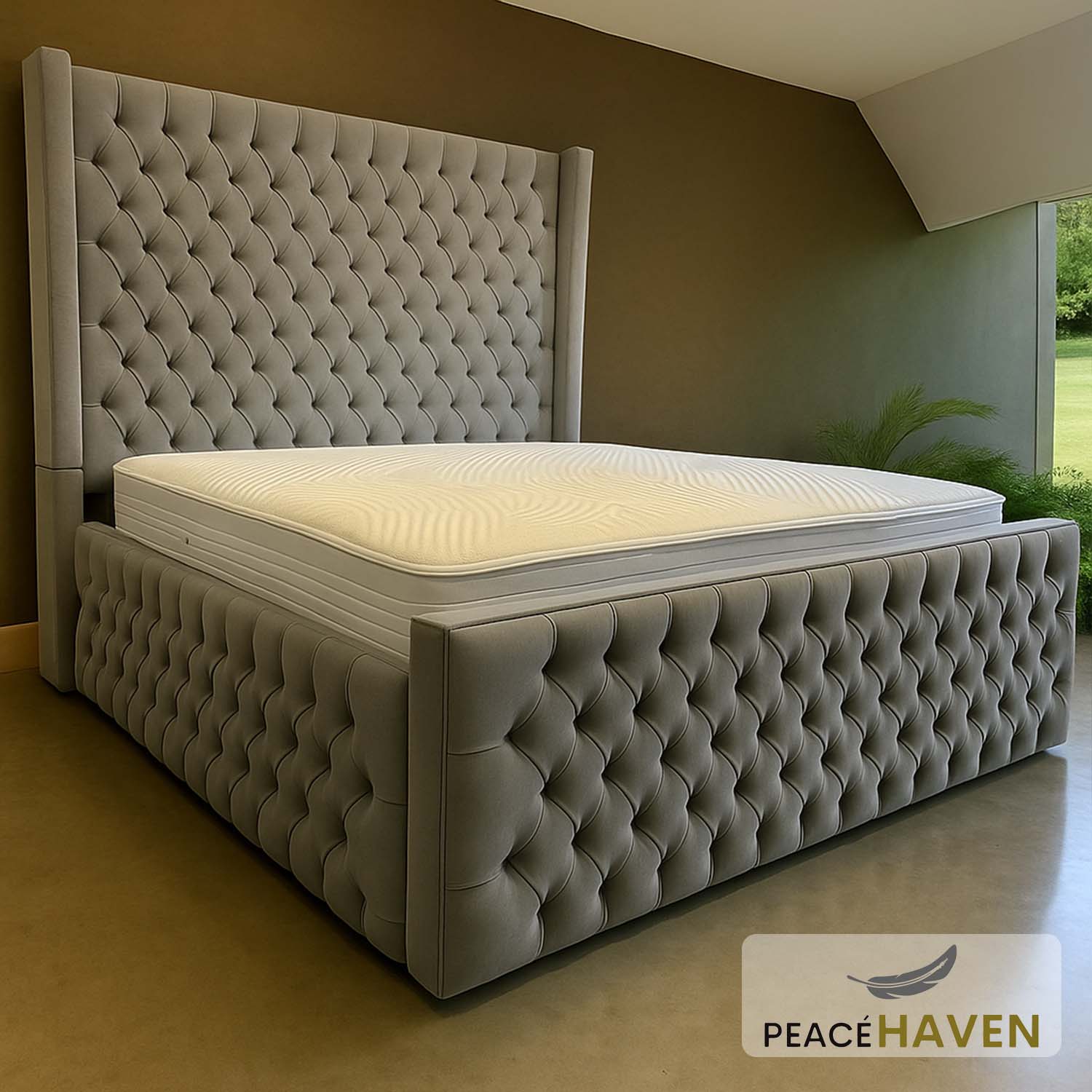 Tufted Chesterfield Wingback Bed