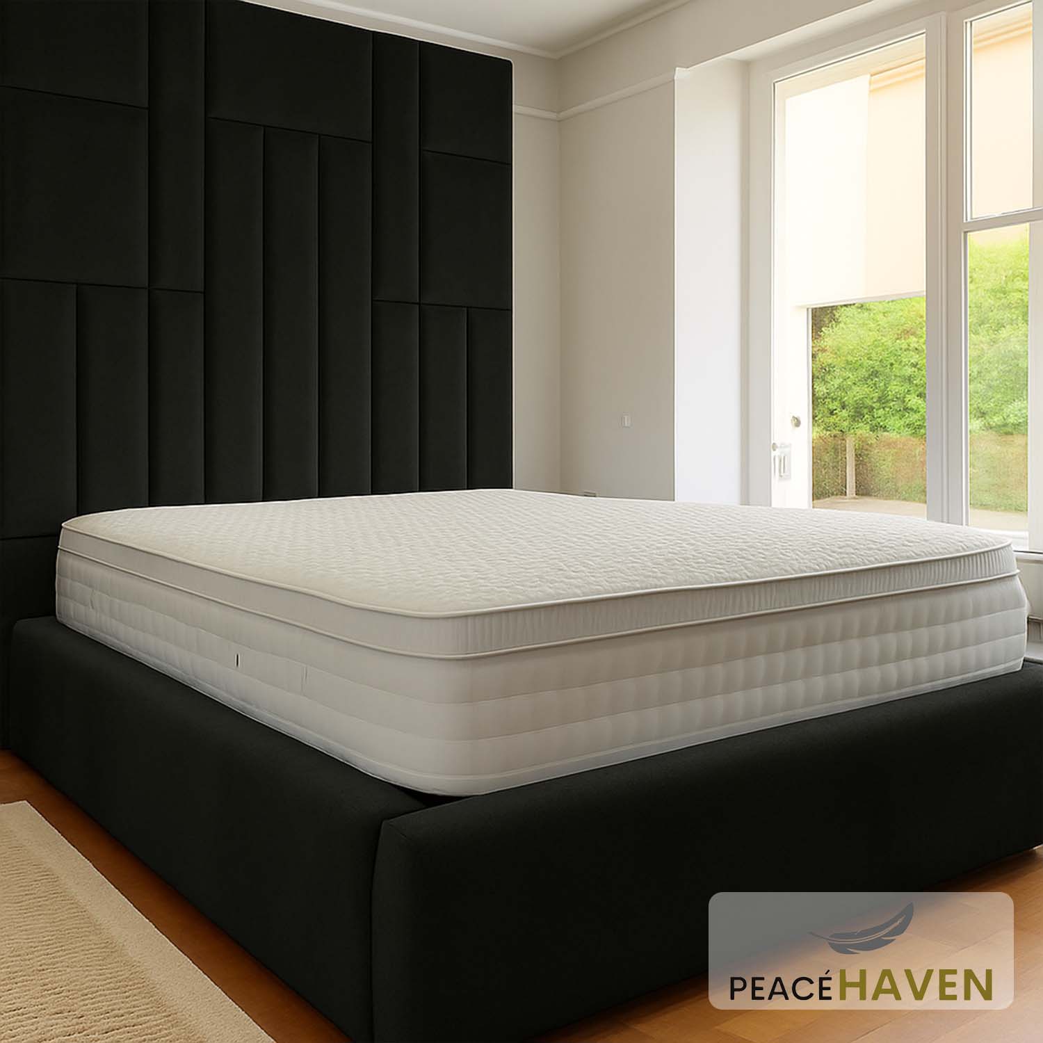 Midland Oversized Grid Panel Headboard Bed