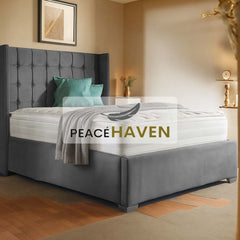 Jasmin Grid Tufted Headboard Bed