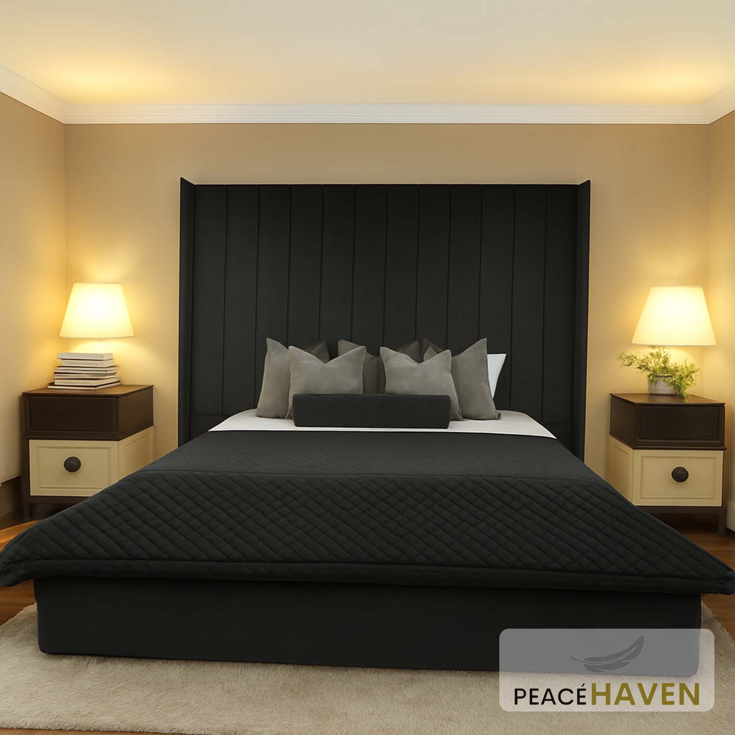 Amy Lauren-X Tall Wingback Panel Bed