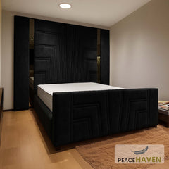 Sono Glass Geometric Headboard & Mirror Panel Bed
