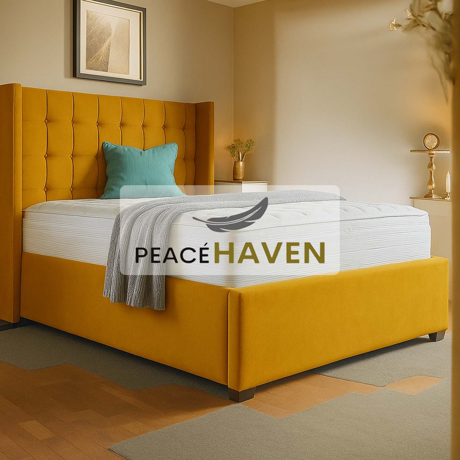 Jasmin Grid Tufted Headboard Bed