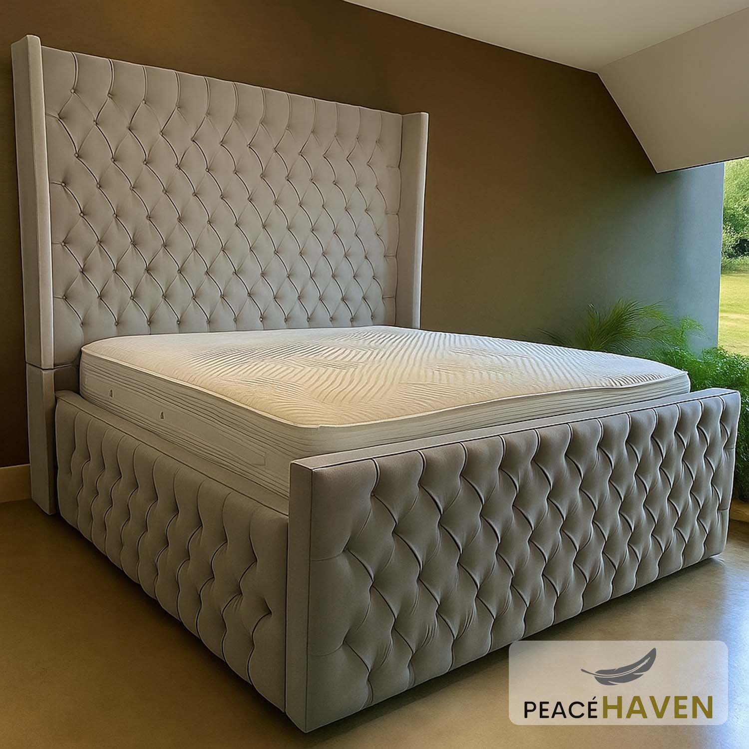 Tufted Chesterfield Wingback Bed