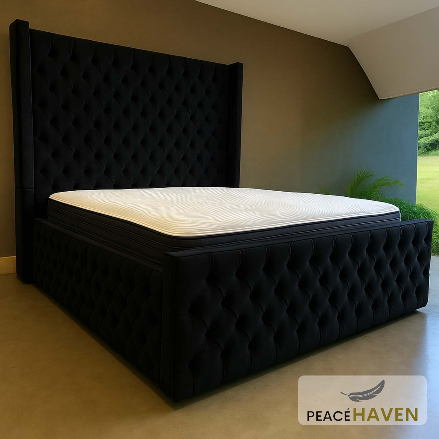 Tufted Chesterfield Wingback Bed