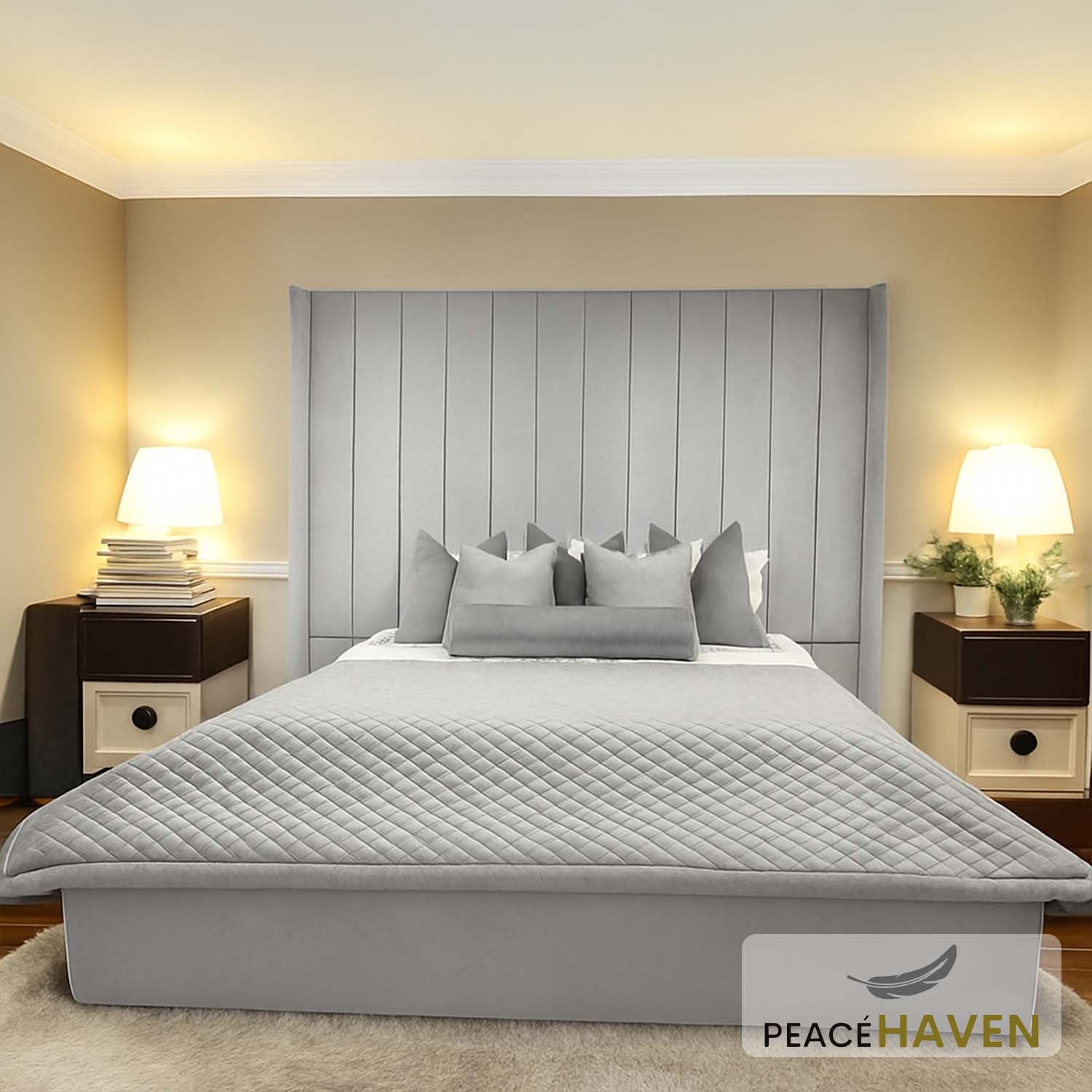 Amy Lauren-X Tall Wingback Panel Bed