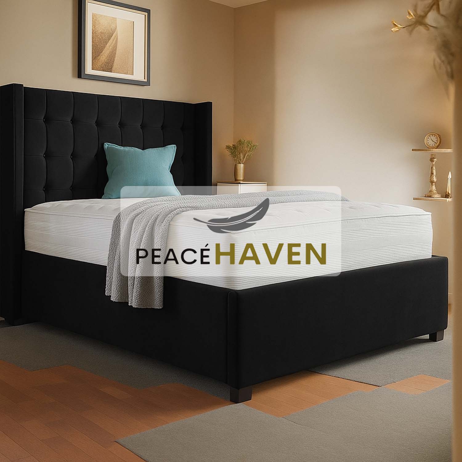 Jasmin Grid Tufted Headboard Bed