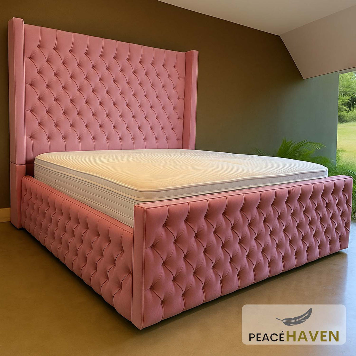 Tufted Chesterfield Wingback Bed