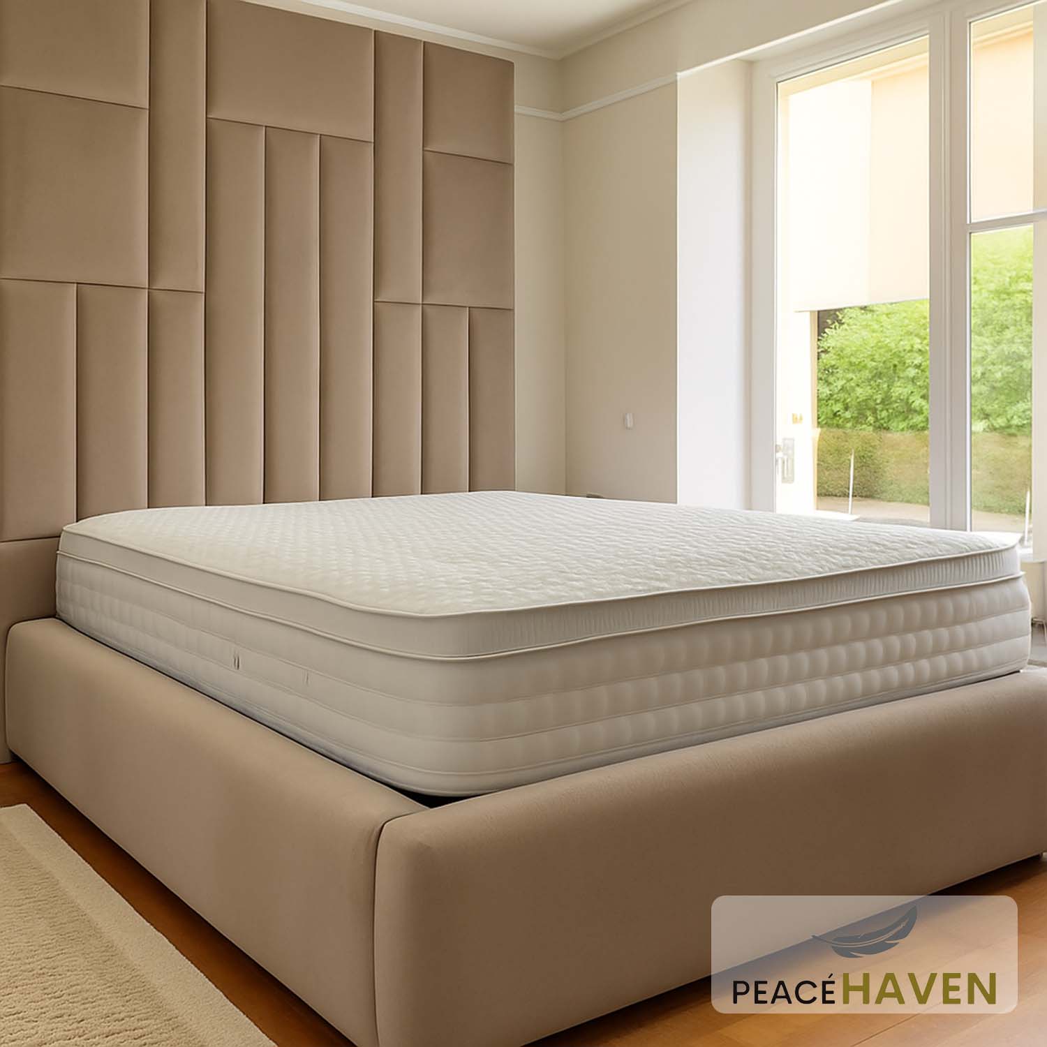 Midland Oversized Grid Panel Headboard Bed