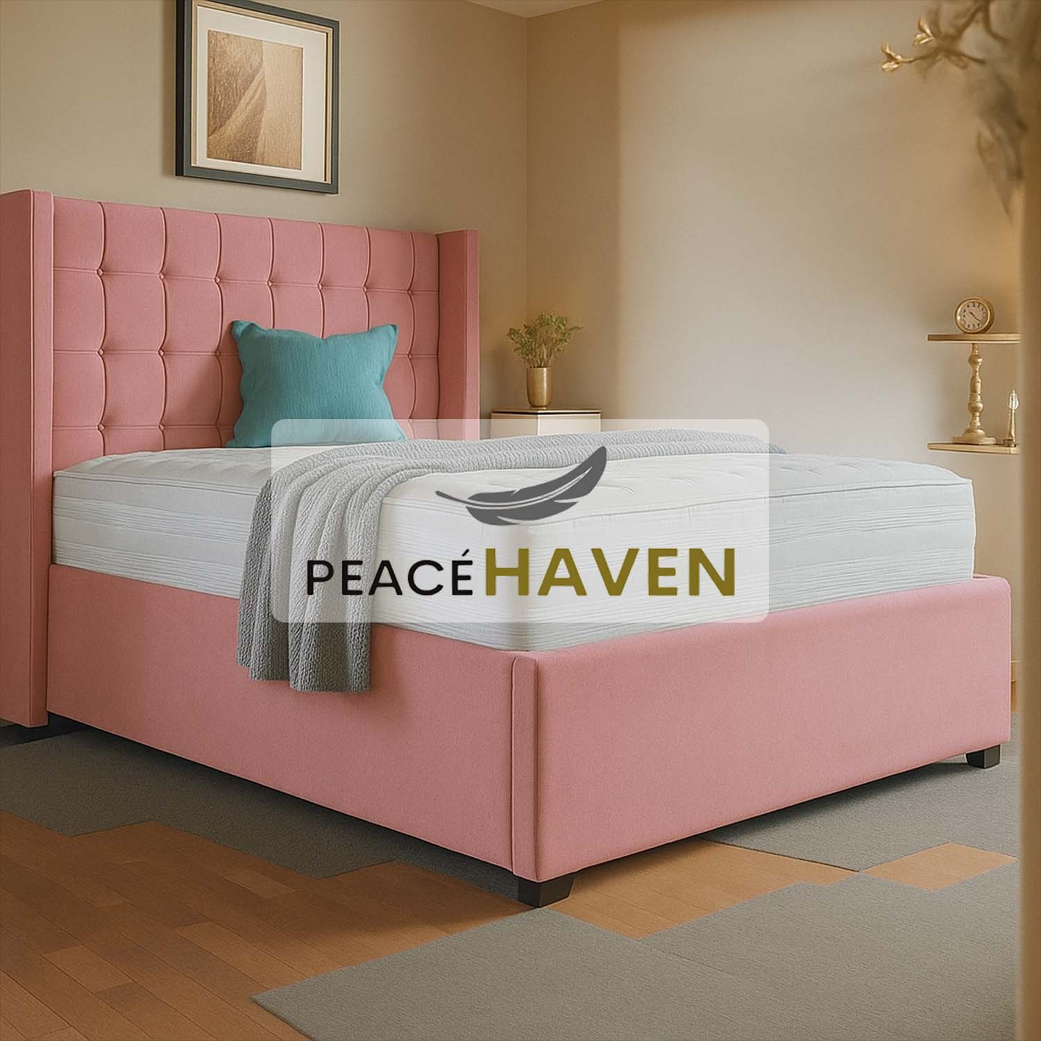 Jasmin Grid Tufted Headboard Bed