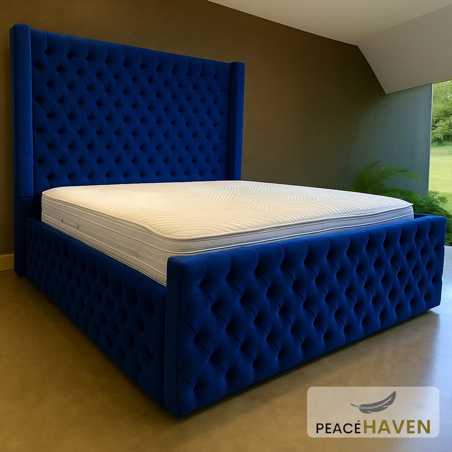 Tufted Chesterfield Wingback Bed