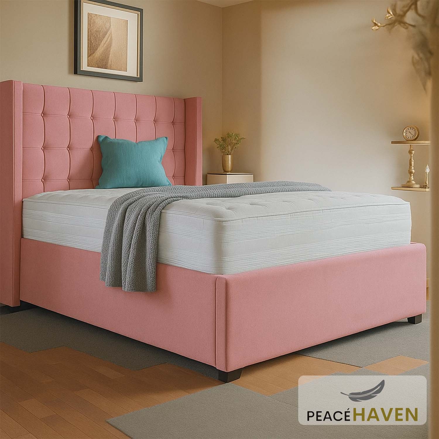 Jasmin Grid Tufted Headboard Bed