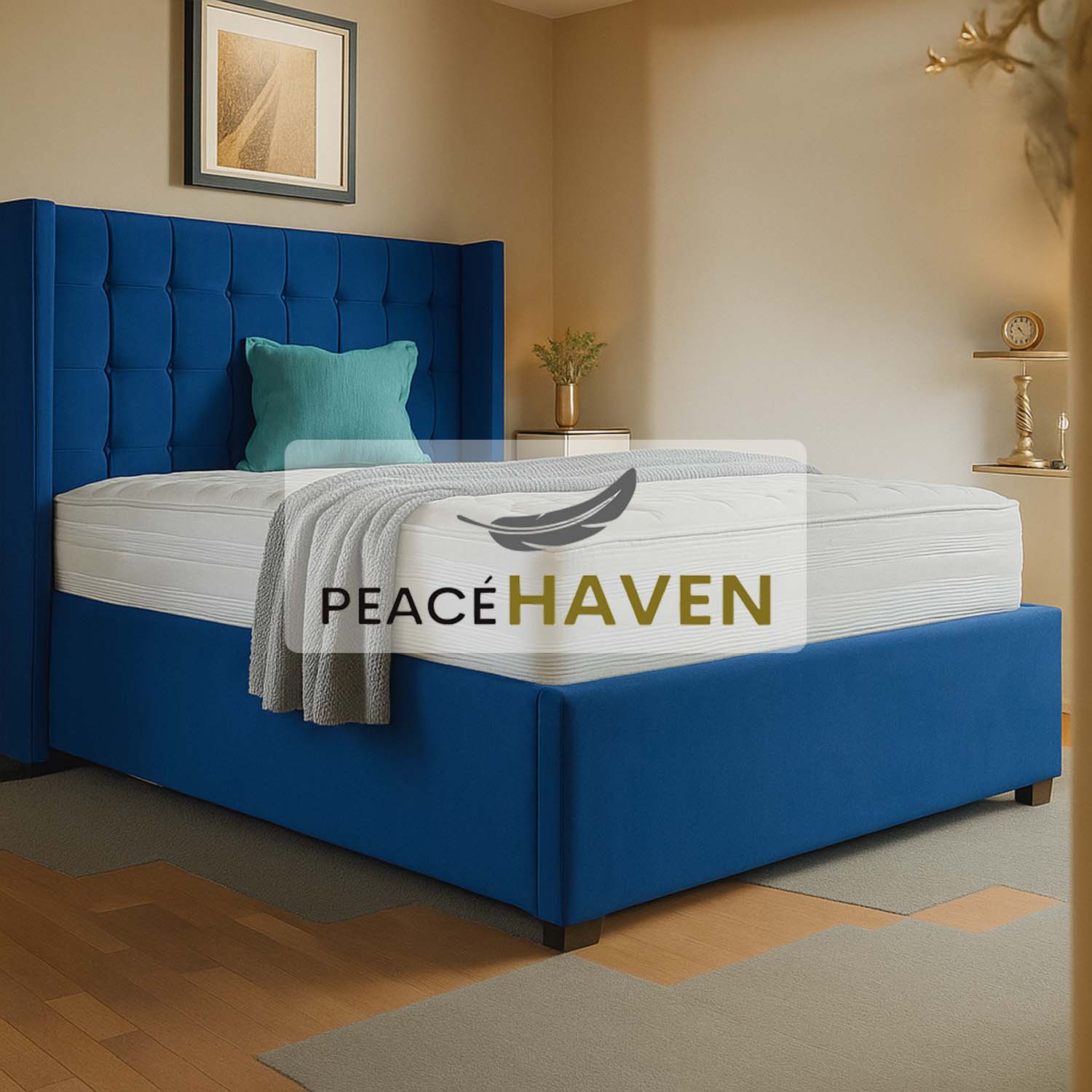 Jasmin Grid Tufted Headboard Bed